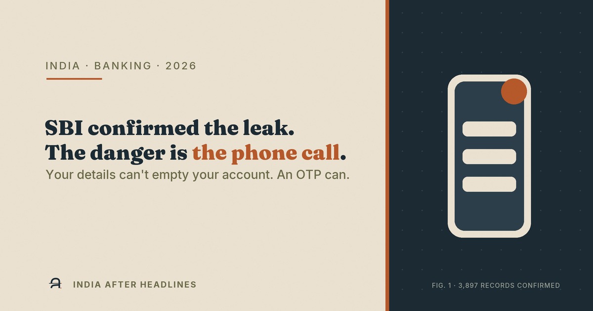 'SBI confirmed the leak. The danger is the phone call.' — explainer on the October 2026 SBI customer data leak.