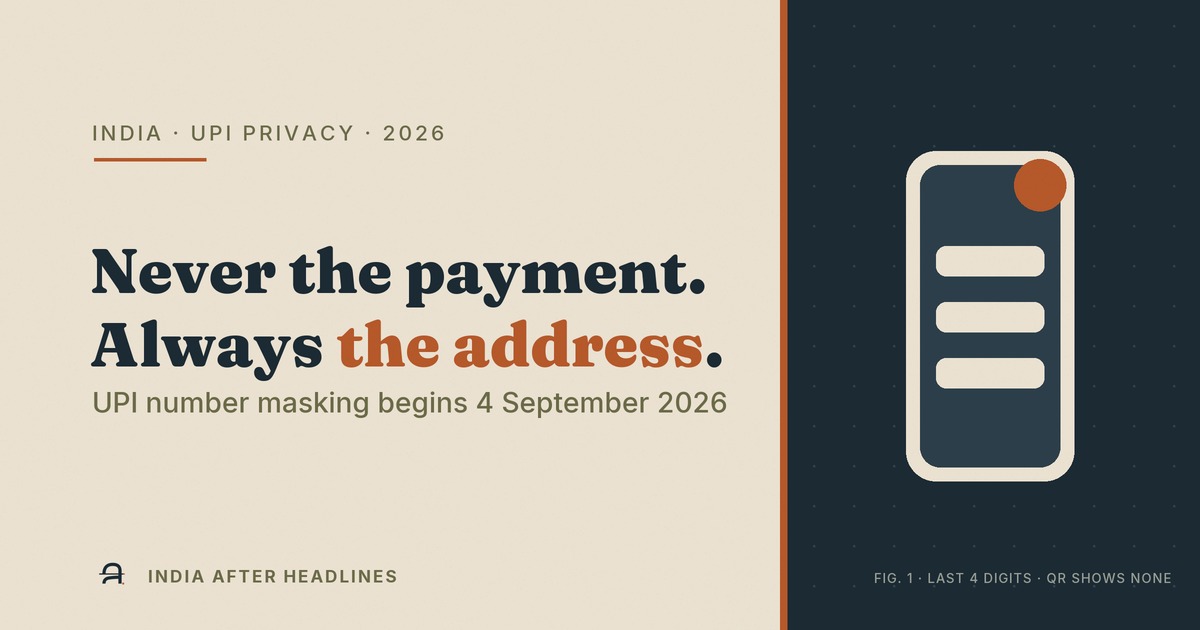 'Your number was never the payment. It was the address.' — UPI mobile number masking, 4 September 2026.